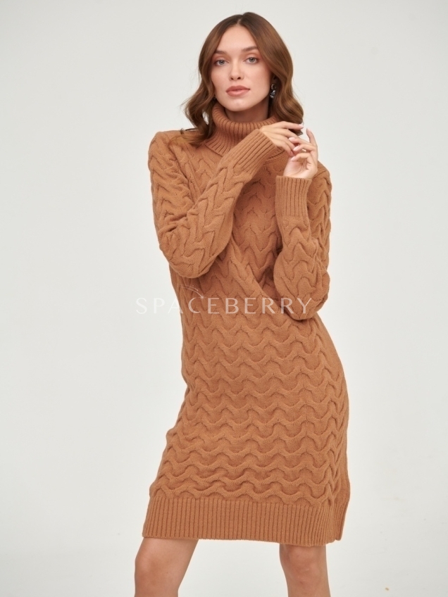 Женское теплое вечернее вязаное платье